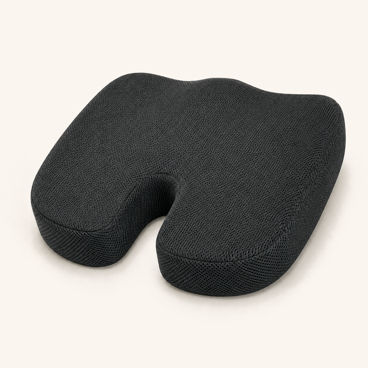 Coussin coccyx ergonomique en U Sedio, housse en maille noire