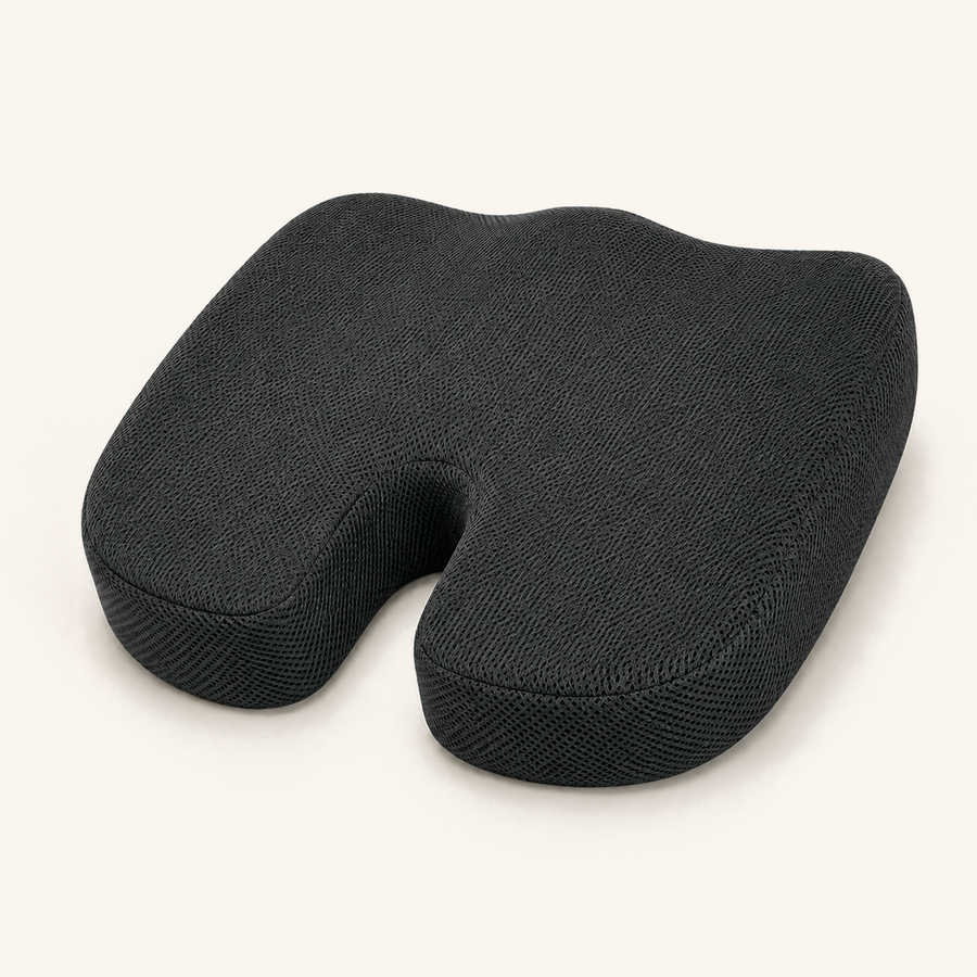 Coussin coccyx ergonomique en U Sedio, housse en maille noire