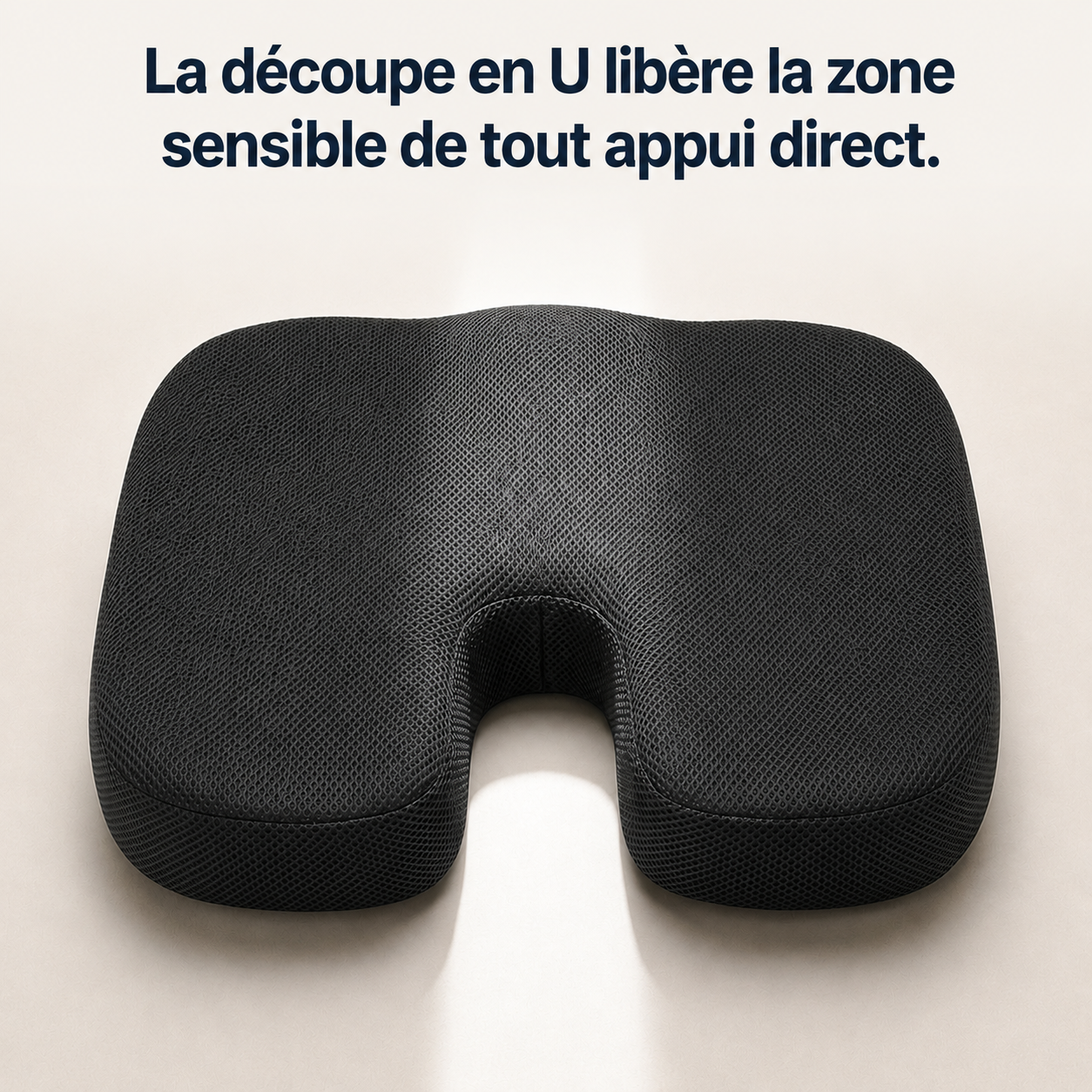 Coussin coccyx ergonomique Sedio, vue de profil, épaisseur 5,5 cm