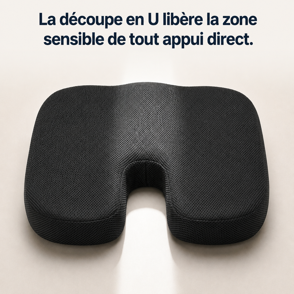 Coussin coccyx ergonomique Sedio, vue de profil, épaisseur 5,5 cm