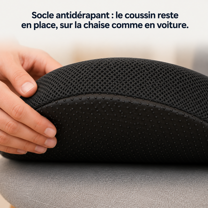 Coussin coccyx ergonomique Sedio, housse amovible à fermeture zippée