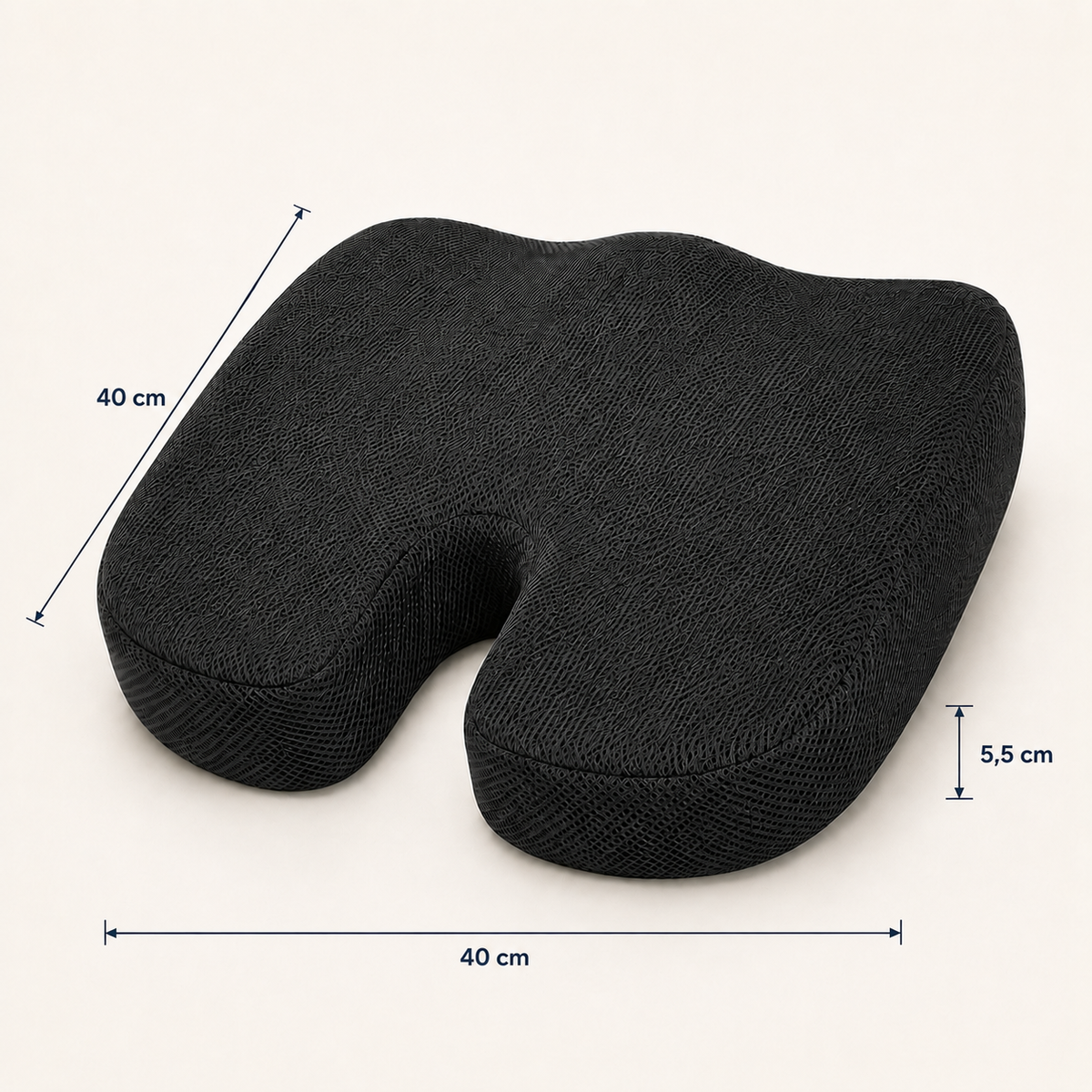 Coussin coccyx ergonomique Sedio, format 40 x 40 x 5,5 cm