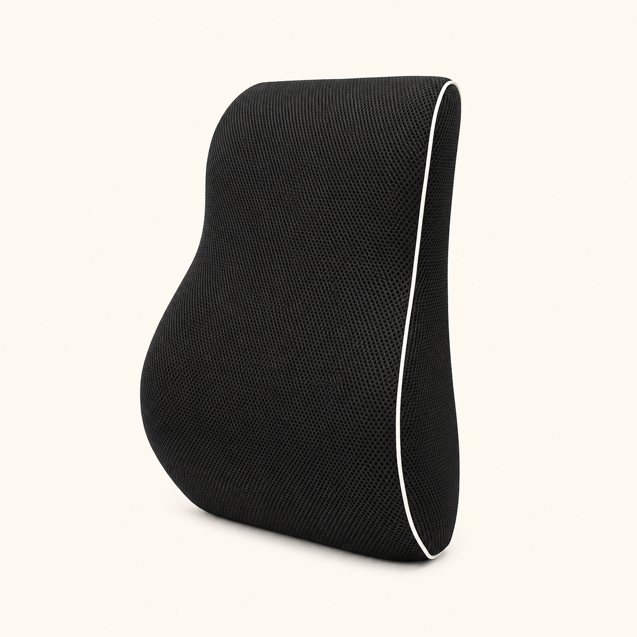 Coussin lombaire ergonomique Sedio, forme galbée, housse en maille 3D noire