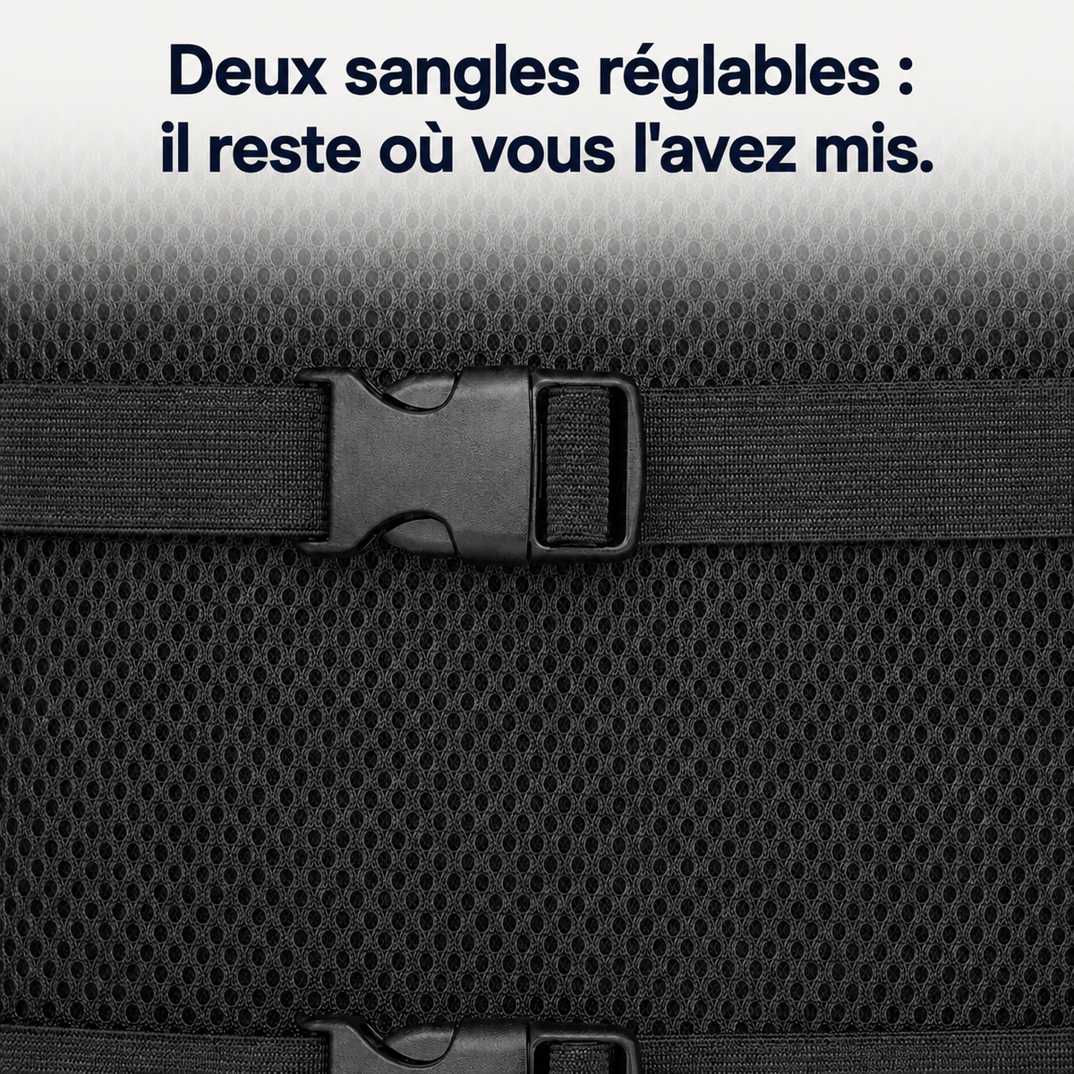 Coussin lombaire ergonomique Sedio, deux sangles réglables à boucle clip