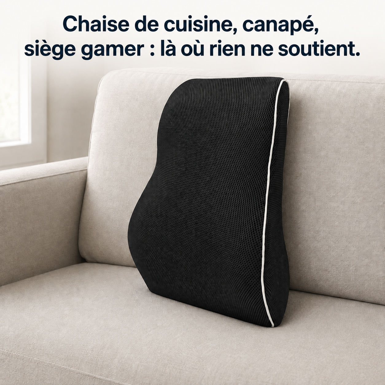 Coussin lombaire ergonomique Sedio, format 43 x 40,5 x 11,5 cm