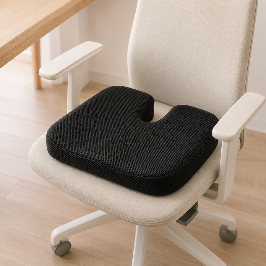 Le coussin posé sur une chaise de bureau