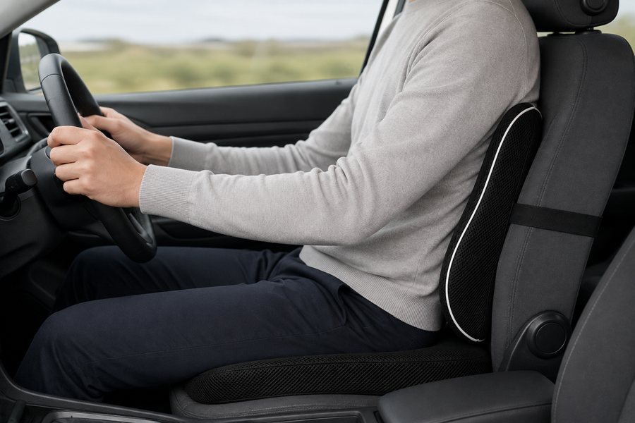 Vue de profil du coussin sur un siège de voiture