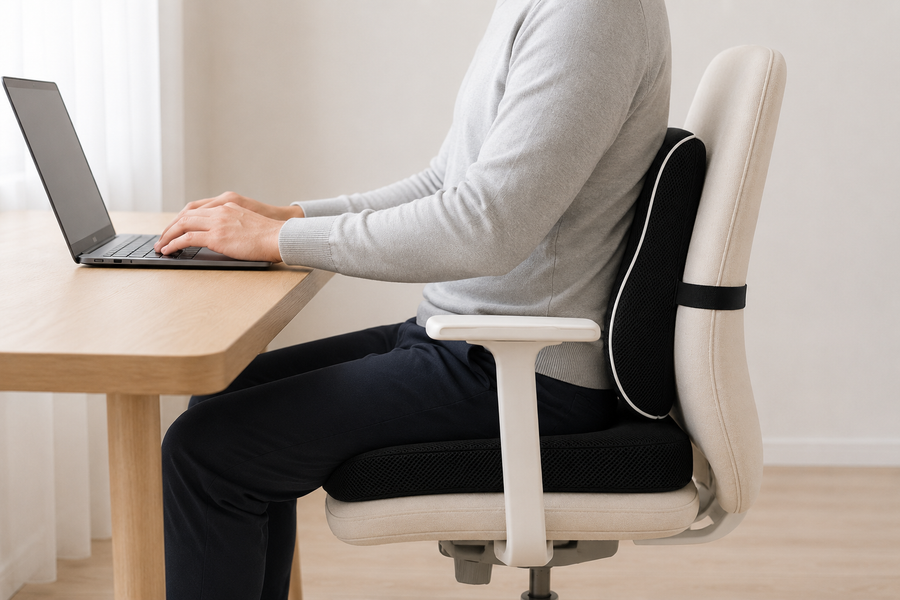 Vue de profil du coussin sur une chaise de bureau